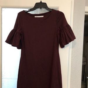 Maroon Dress with puff sleeves